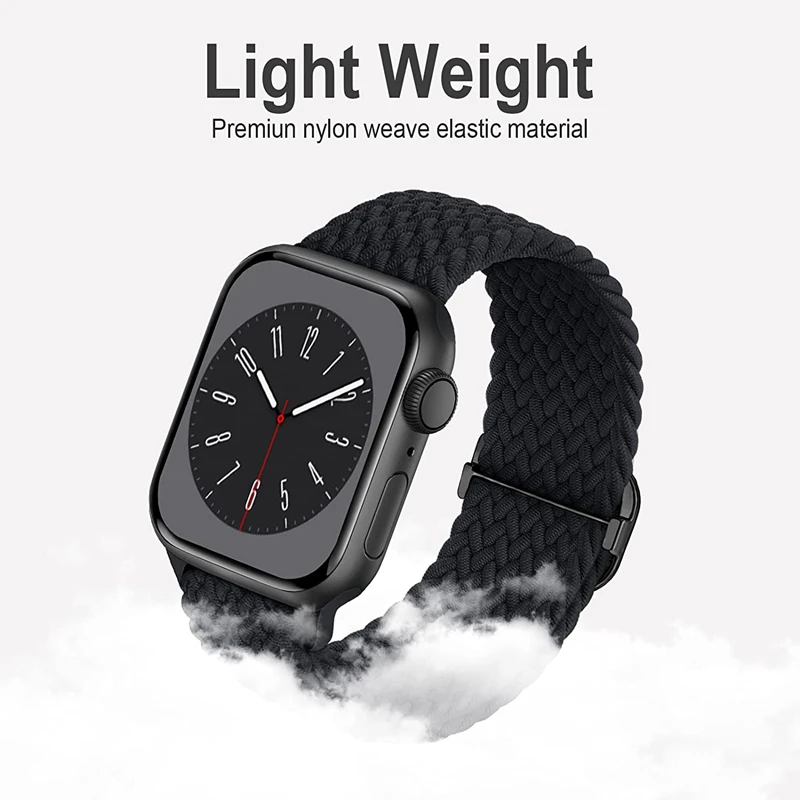 Strap For Apple Watch band 44mm 40mm 45mm 41mm 49mm 38mm 42mm Elastic braided bracelet iwatch series 7 se 6 8 9 ultra 49mm band