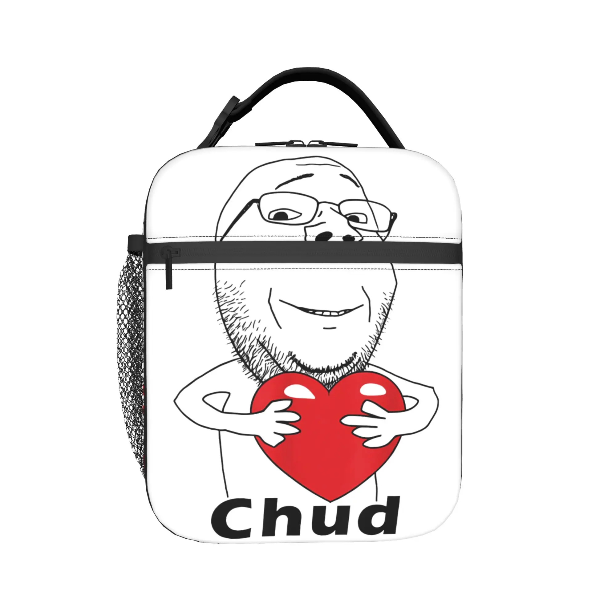 Bolsas de almuerzo aisladas Funny Chud Guy Love Meme Heart Hug Chudjak para hombres y mujeres, bolsa térmica a prueba de fugas, caja Bento para viajes