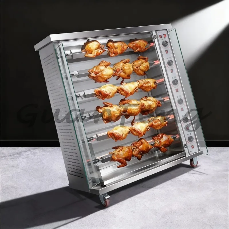 Vertical Gas Chicken Rotisserie Grill, New Standing Rotary Chicken Roasting Machine for Commercial Catering