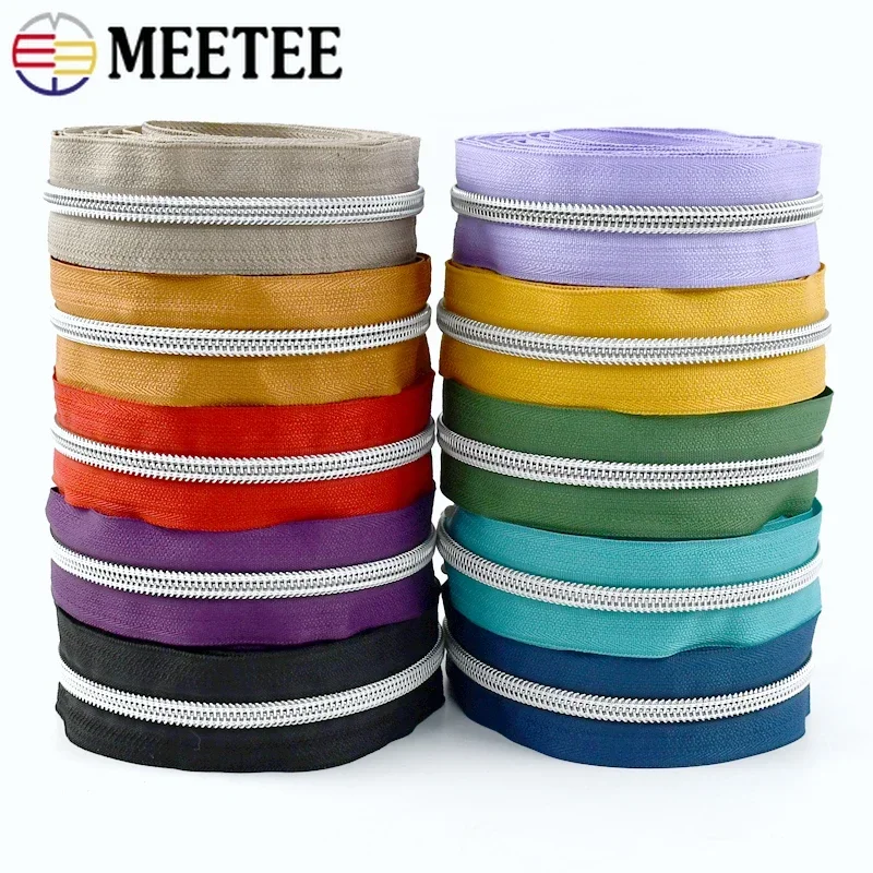 1-10M 5# Meetee Nylon Sewing Zippers Closure By The Meter Bag Clothes Decor Zips Plasic Coil Zipper Roll Repair Kit Accessories