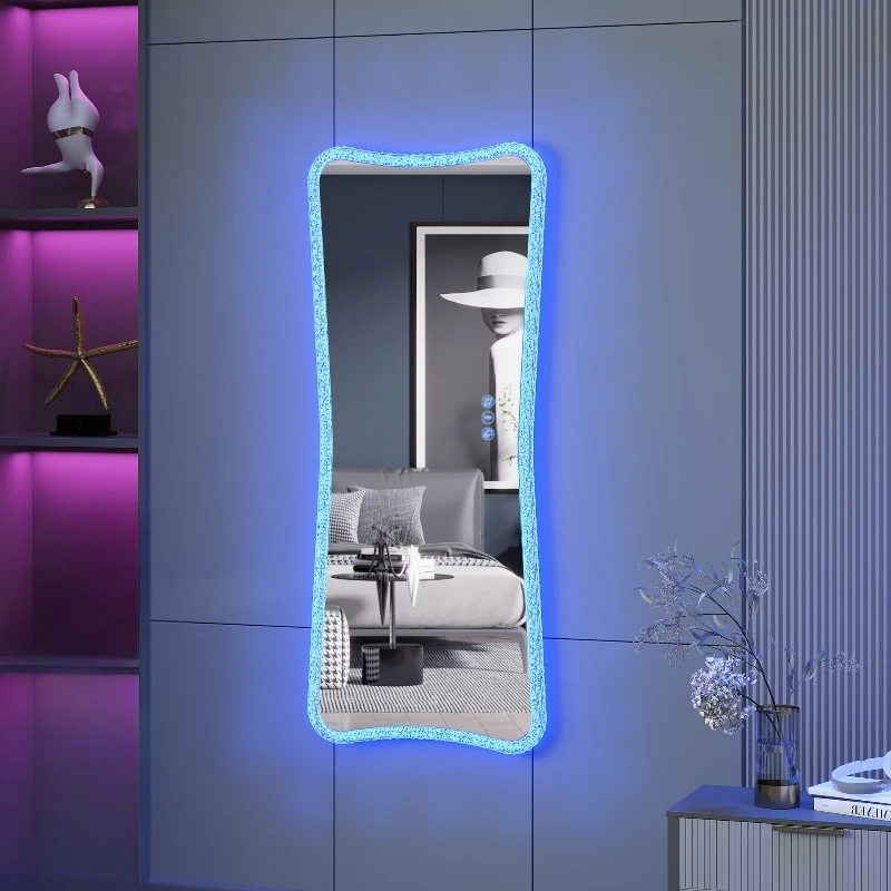 Wall mounted mirror with memory high definition explosion proof wall mounted mirror with RGB light, bedroom/living room/bathroom