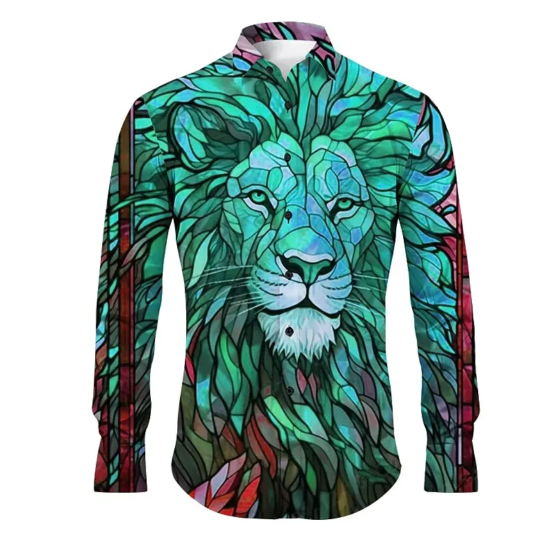 Halloween animal fashion new men's shirt 3D high-definition pattern dress up shirt fashionable casual comfortable shirt plus siz