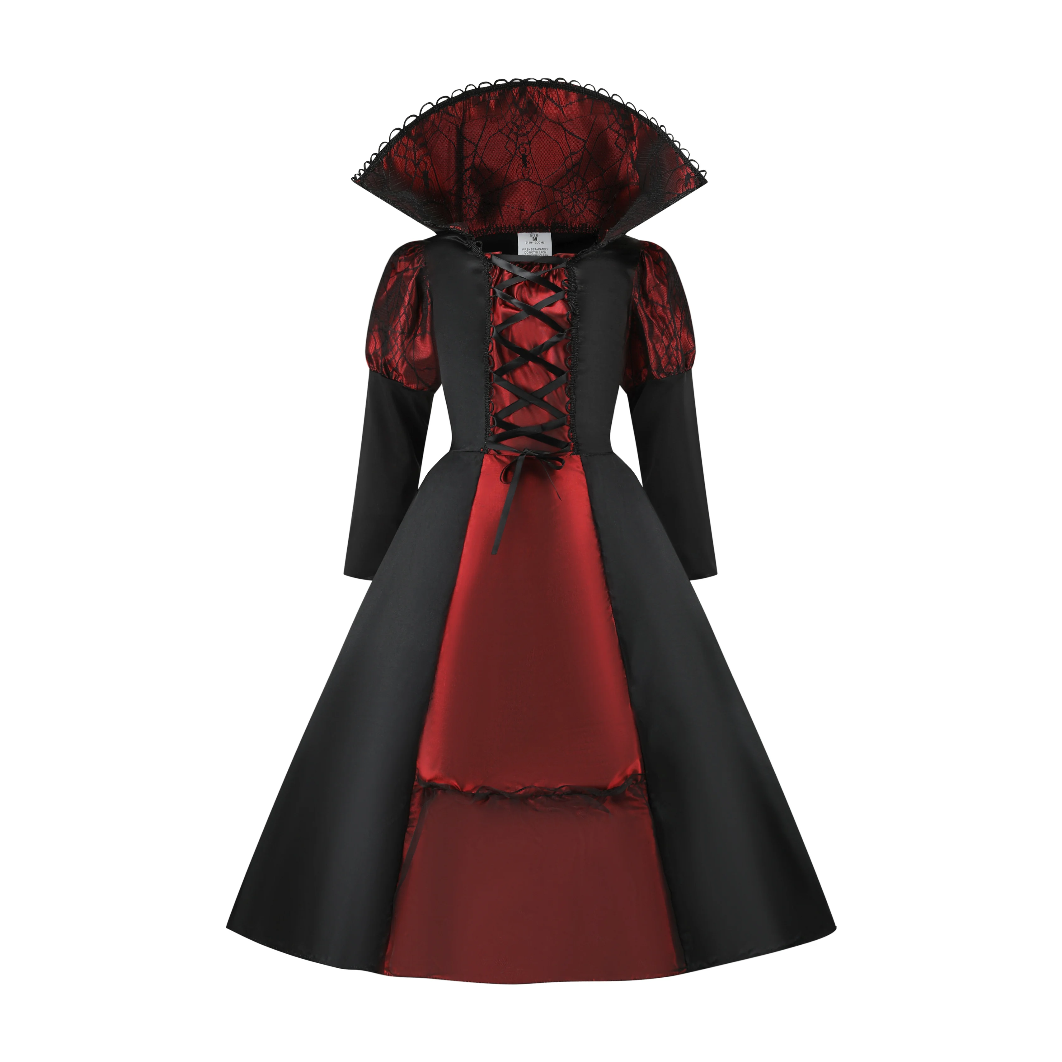 Halloween-Mädchen-Vampir-Königin-Rollenspiel-Outfit Schwarzes Rotes Langes Kleid Mit Kragen Für Bühnenauftritte – Detail 5