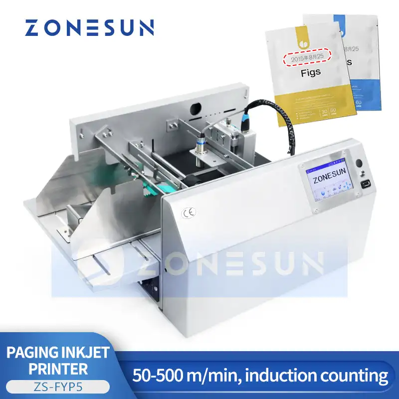 ZONESUN ZS-FYP5 Automatic Paging Coding Machine Flat Bags Cards Inkjet Coding Printer