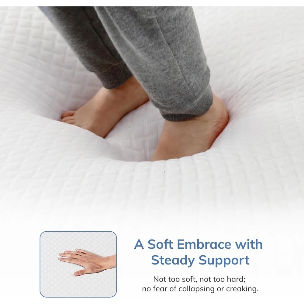 مرتبة إسفنجية ميموري فوم من Green Tea مقاس 10 بوصات بالحجم الكامل - نوم بارد، تخفيف الضغط، صلابة متوسطة، معتمدة من CertiPUR-US #5