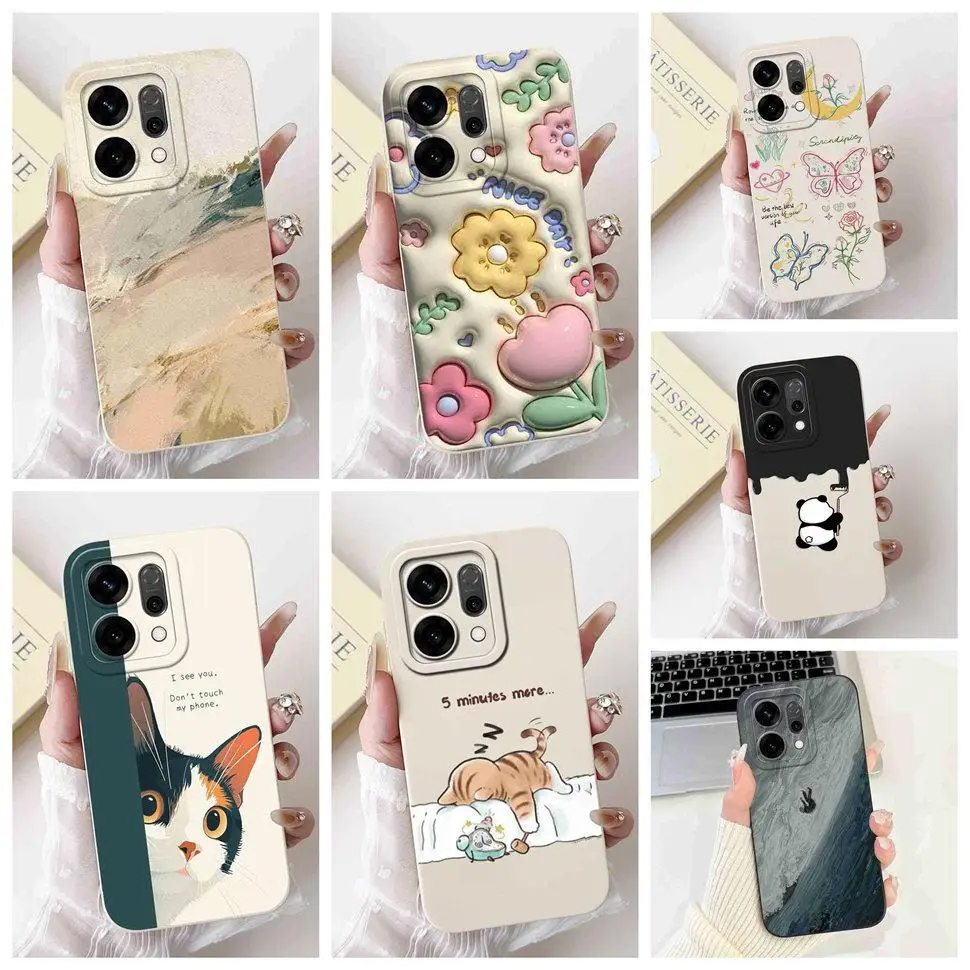 For Oppo Reno14 5G PLA110 Case New Cream Style Flower Soft Silicon Cover For Oppo Reno 14 CPH2737 6.59" Protective Cases Bumper
