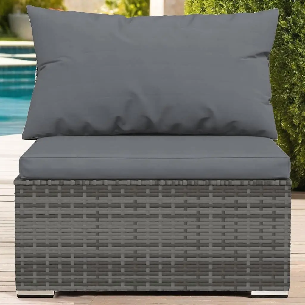 10-Piece Gray Poly Rattan Patio Lounge Set with Cushions - Stylish Outdoor Furniture
