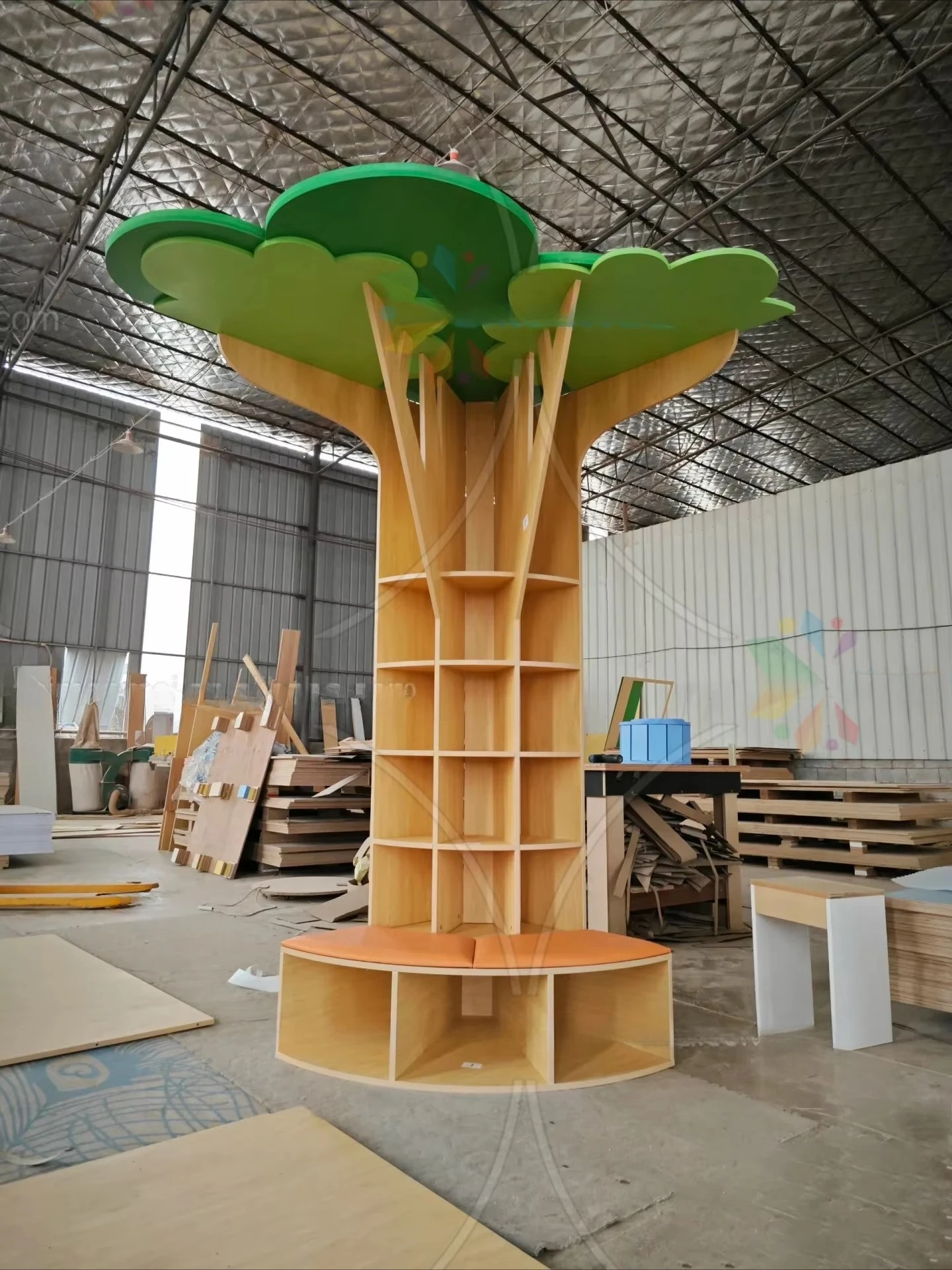 Library Reading Tree Floor Bookshelf Day Care Corner Cabinet Wooden Preschool Toddler Book Corner Customized