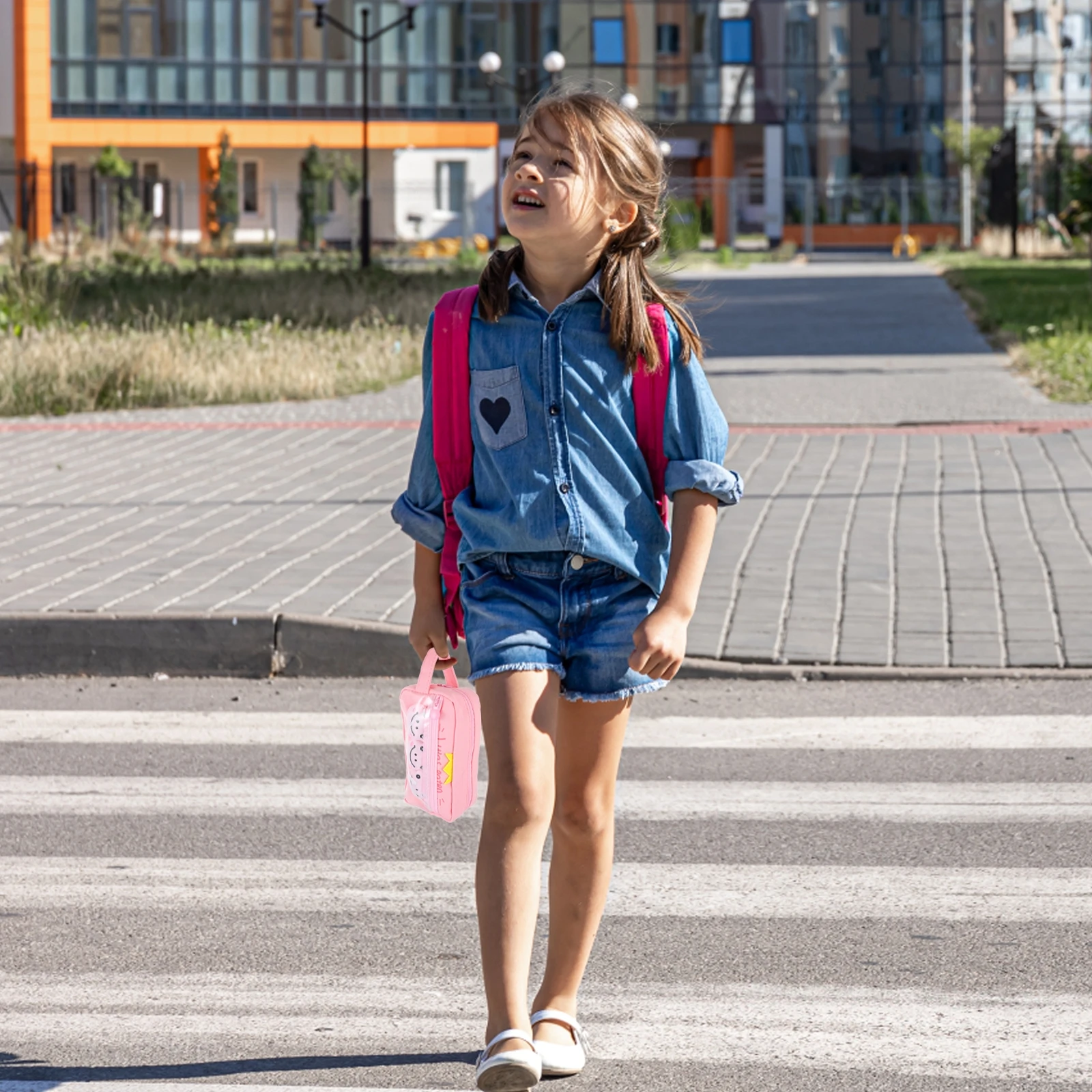 

Large Capacity Pencil Case Cartoon Animals Canvas Stationery Bag Cute Frog School Easy Clean Sturdy Zipper Long Life