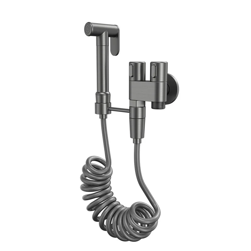 Imagem -02 - Cinza Bidé Pulverizador wc Armário de Bronze Frio Maneiras Válvula de Alta Pressão Latão Pulverizador Conector de Bronze 3m Mangueira Pvc Preto ou