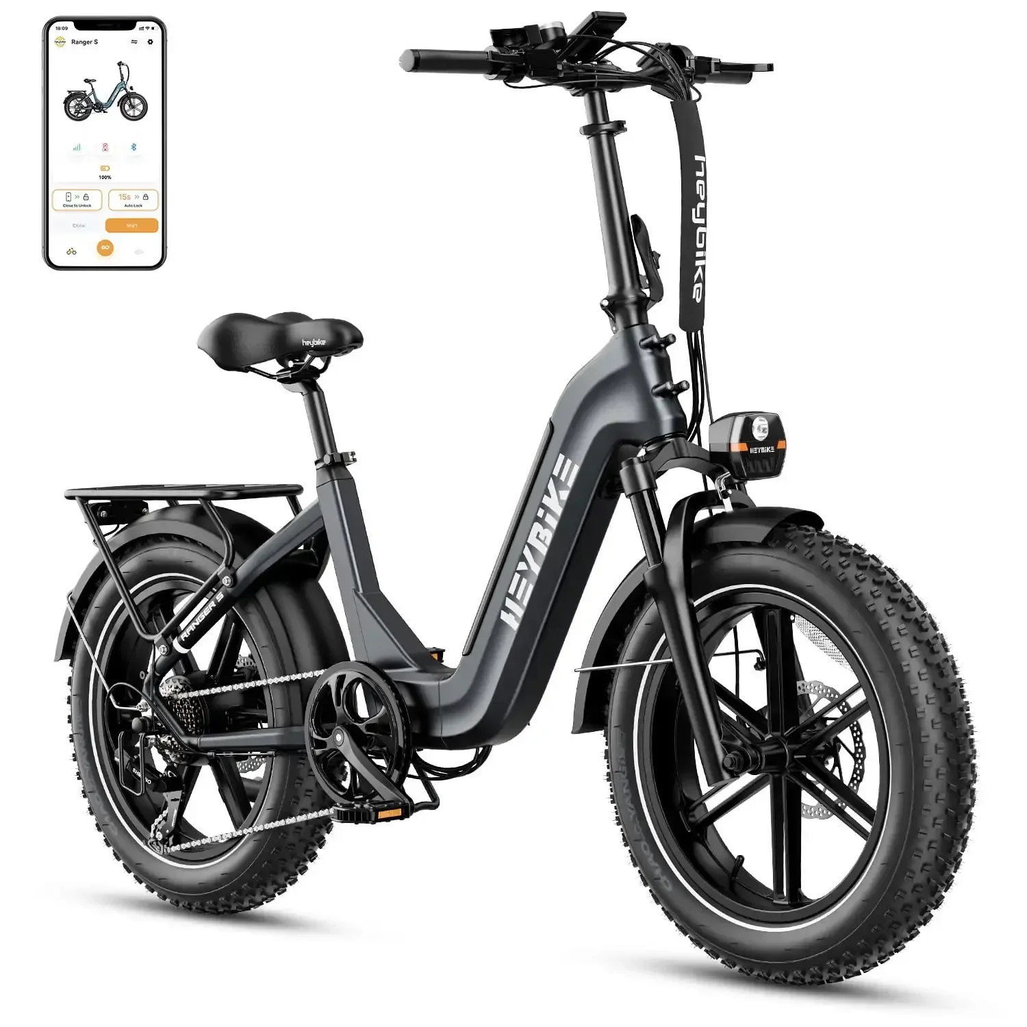 Bicicleta eléctrica plegable para adultos, batería extraíble de 48 V 14,4 Ah, neumáticos anchos de 20 pulgadas x 4,0, bicicleta eléctrica para ir al trabajo para mujeres y hombres