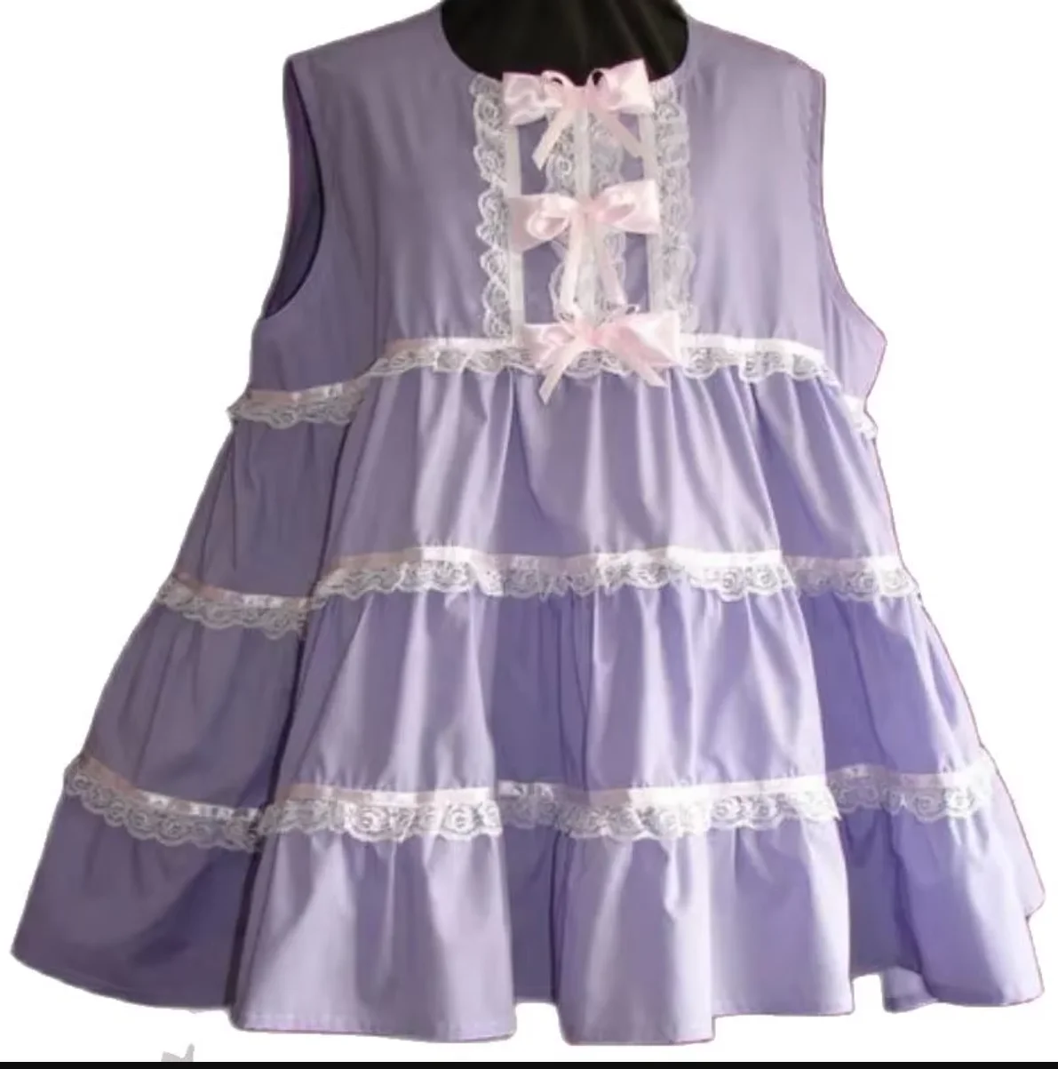 

Sexy Adult Custom Gothic Costume Crossdresser Maid Cotton Sleeveless Short Skirt Lace Lace Bow Embedding Loose Fitting Dress