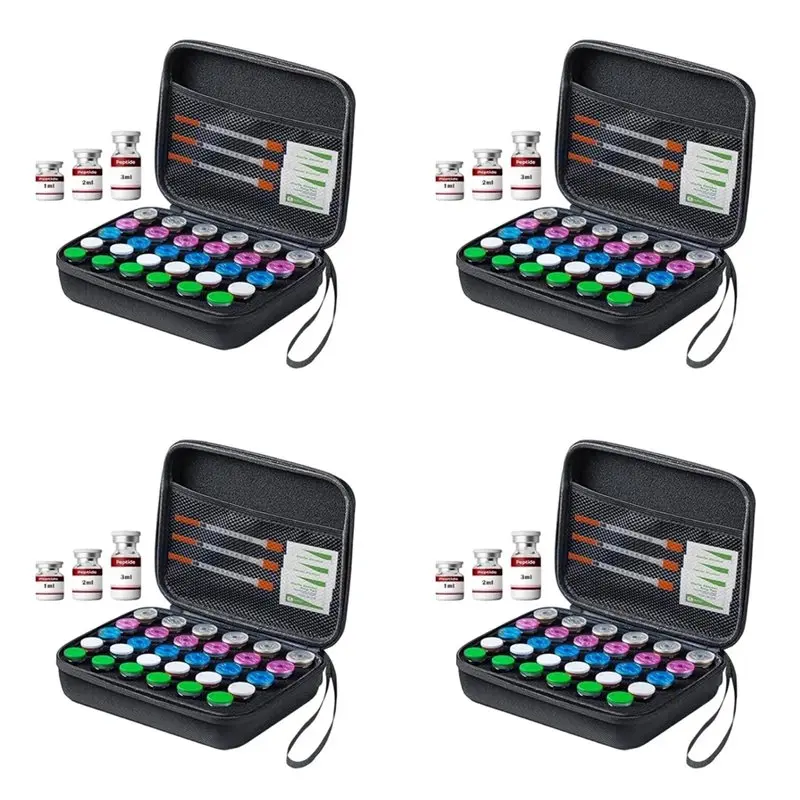 AA20-4X Peptide Vial Case For Fridge Storage,30 Slot Organizer Holds 1-3Ml Vials For Insulin, GLP-1,Hard Shell Travel Case