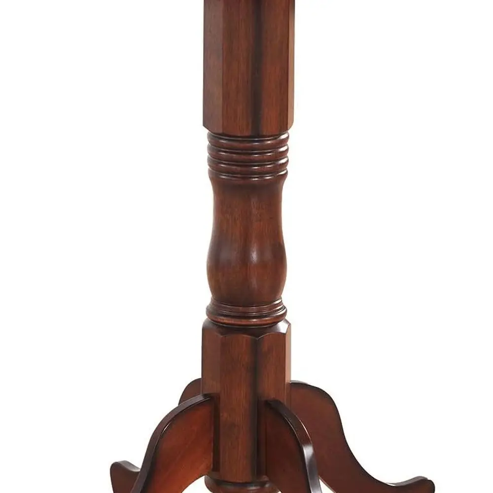 

30 Inch D x 41.5 Inch H Walnut Round Wooden Pub Pedestal Table with Chessboard and Adjustable Foot Pads Multi-Purpose Dining Tab