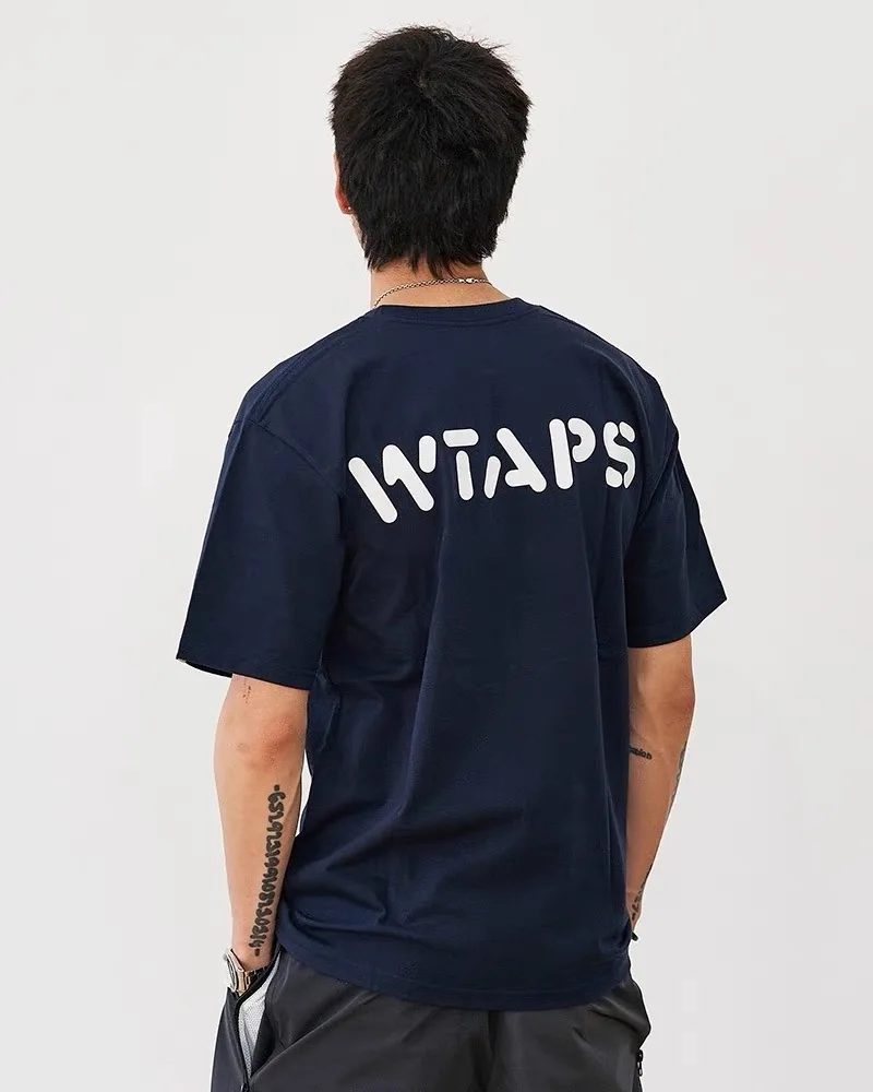 21SS WTAPS BOB Limited Back Letter LOGO Printed Round Neck Casual Loose Short Sleeve T-shirt for Men