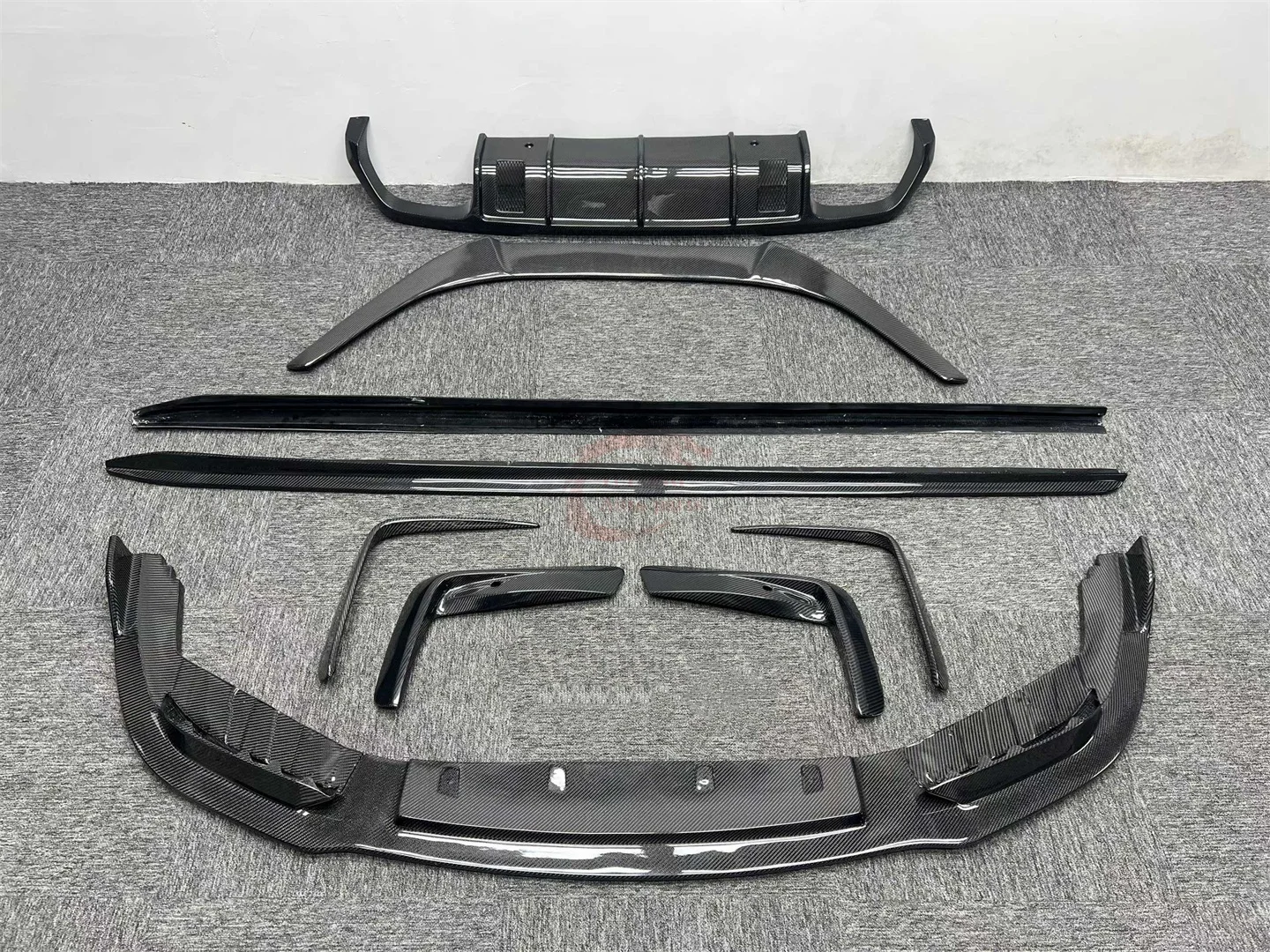 for Upgrade V Style Carbon Fiber Front Lip Front Bumper Splitter Side Skirt Diffuser Trunk Spoiler Rear Bumper Splitter for BMW
