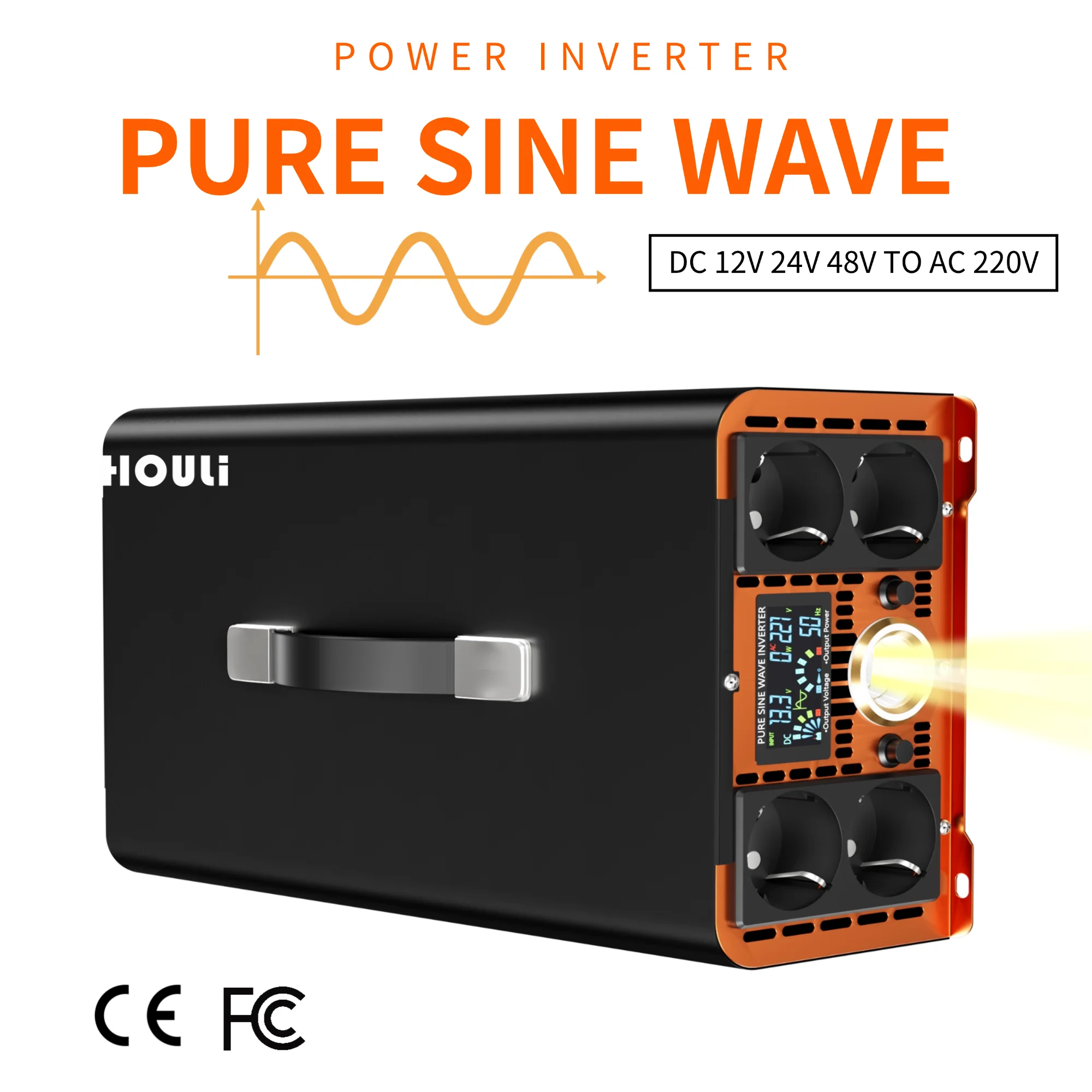 

HOULI 10000W 12000W inverter pure sine 24v 220v dc12v 24v 48v 60V to ac 220v Power Inverter for Home