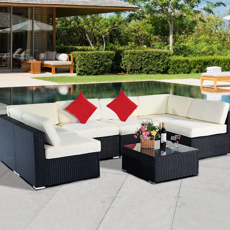 

Outdoor sofa balcony courtyard rattan sofa tea table combination suit outdoor leisure rattan sofa chair imitation rattan