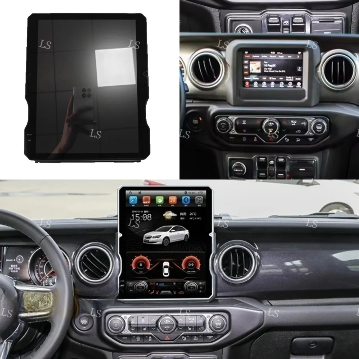 12.3 inch Android 14 For Jeep Wrangler JL Gladiator Pickups JT 2018-2023 Multimedia Audio Player Stereo Car GPS Radio Navigation