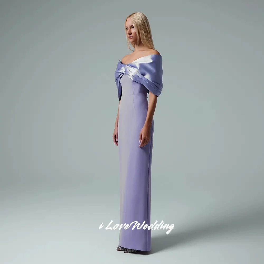 Purple V-Neck Evening Dresses 2025 Off Shoulder Mermaid Floor-Length Elegant Prom Dress Pleated Wedding Party Dresses Customized