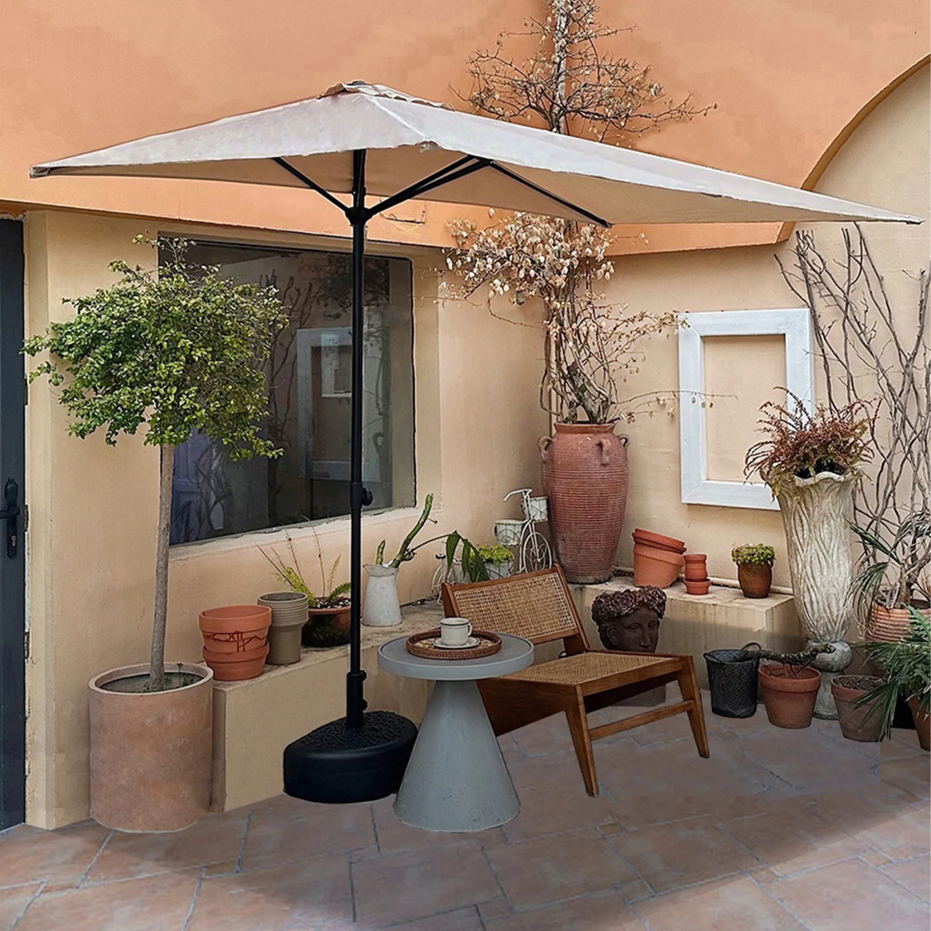 Outdoor wall half parasol rectangular balcony garden can be lifted and lowered, and outdoor green plant parasol shed