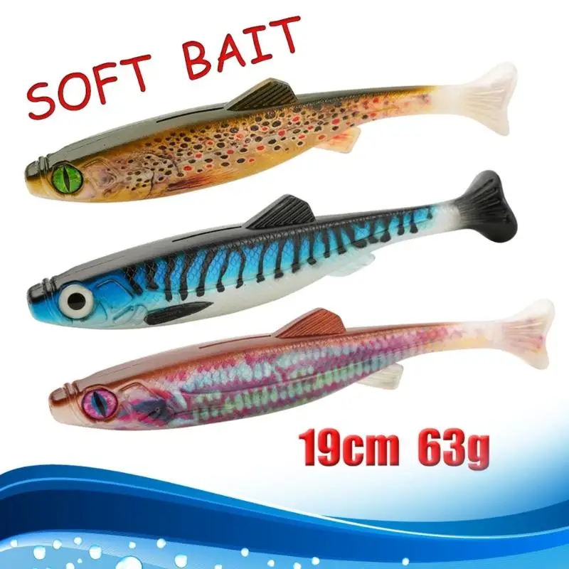 

Мягкие рыболовные приманки, медленно тонущие приманки, приманки для плавания, 19 см/63 г, рыболовные приманки с Т-образным для