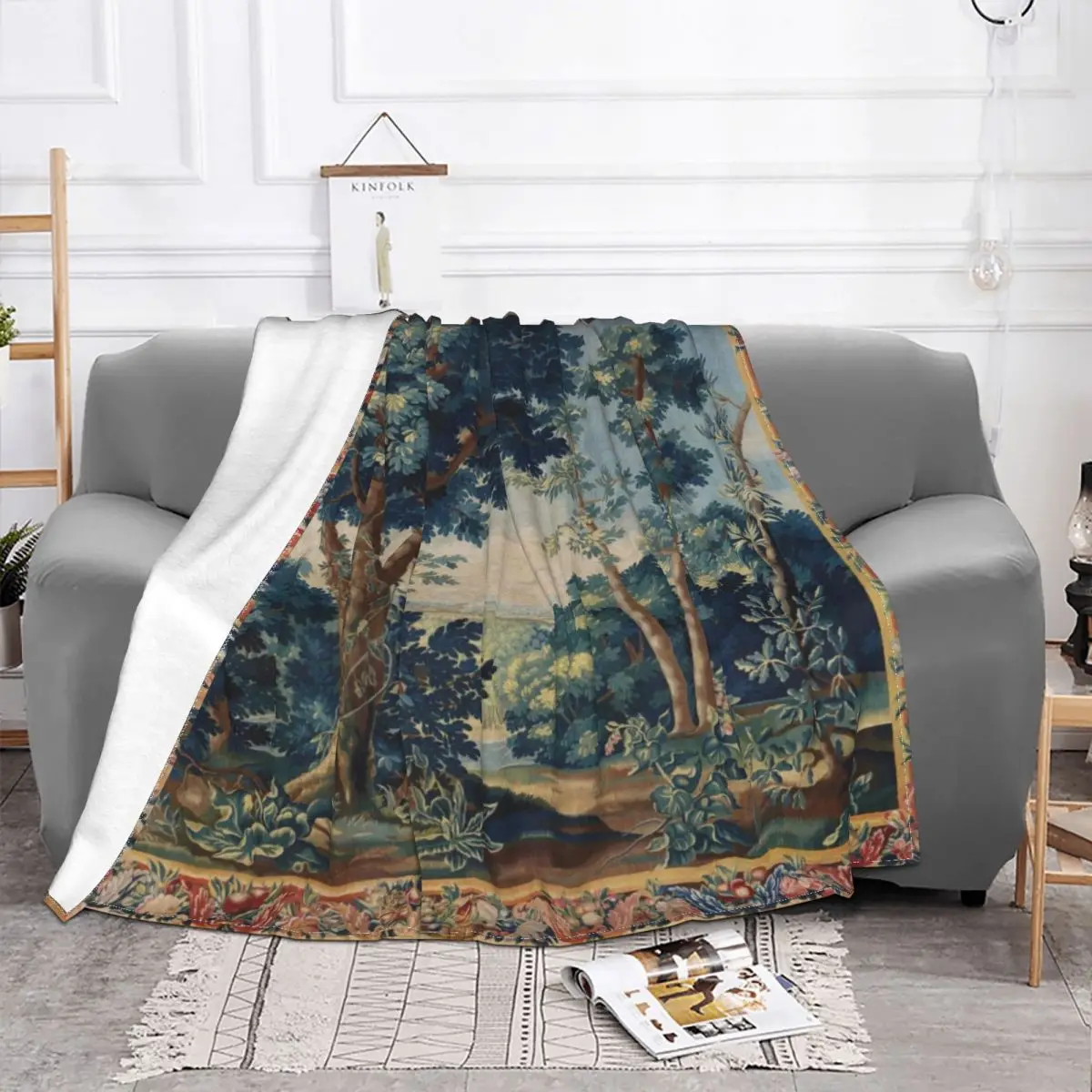 Greenery Trees In Woodland Landscape Blanket Fleece Nature Breathable Lightweight Throw Blanket for Bedding Office Rug Piece