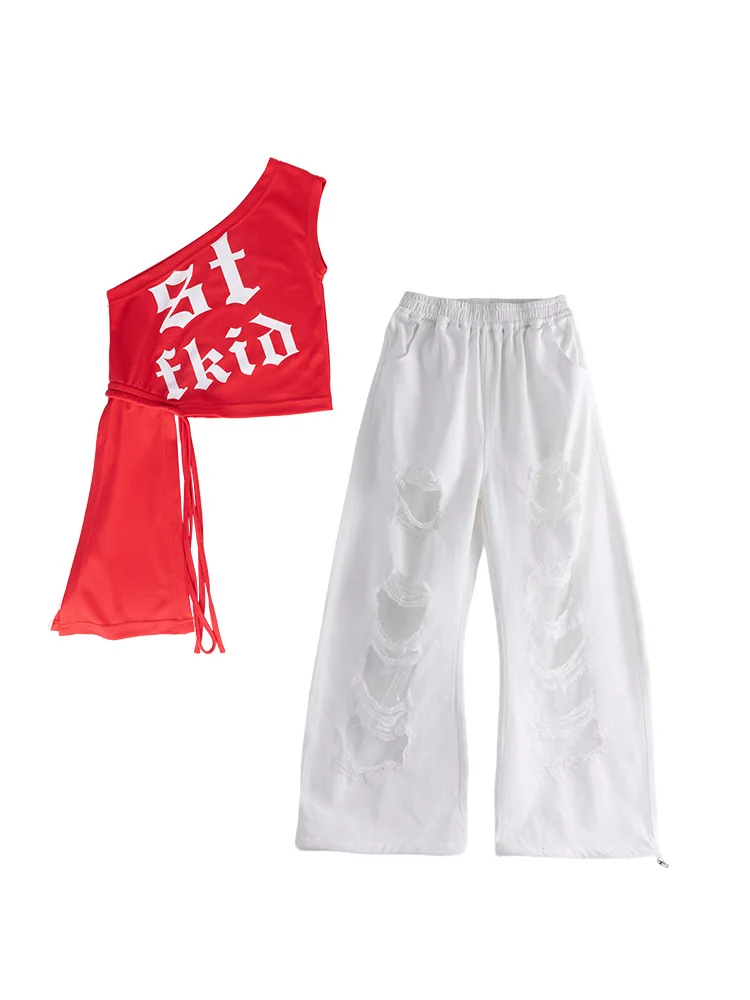 Hip Hop Girls Clothes Kpop Jazz Dance Stage Costumes Black Tank Top Baggy Pants Catwalk Show Outfit Cool Street Dance Wear