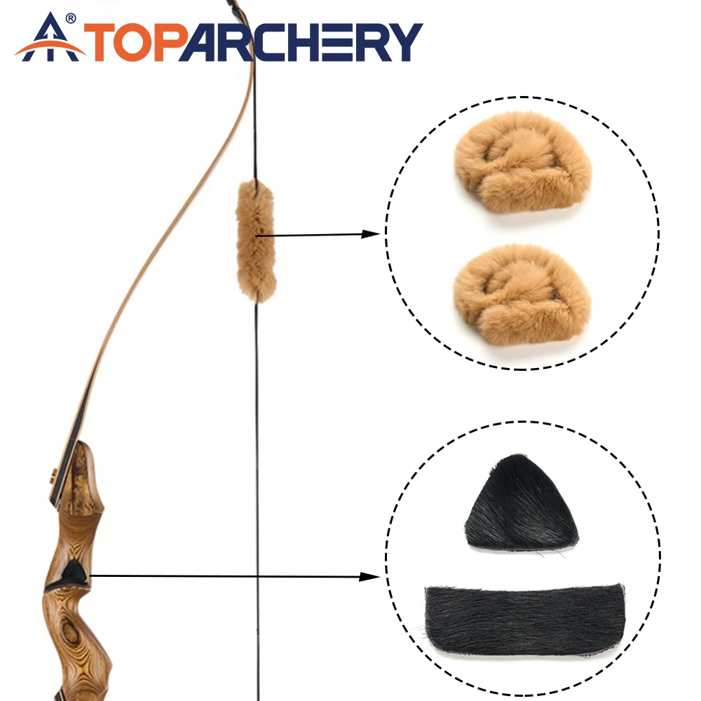 

1 Set Archery Rabbit Hair Bow String Stabilizer Bow Dampener + Adhesive Horsehide Arrow Rest for Recurve Longbow Bow Accessories