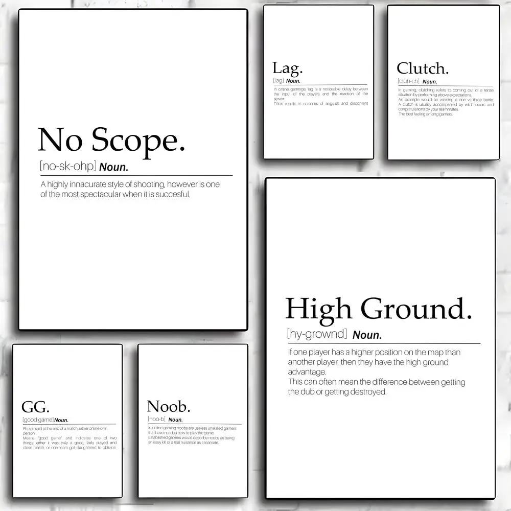 

Minimalist Game Terminology Poster HD Art Mural Waterproof Wall Decor Durable DIY Home Decoration for Living Room Bedroom