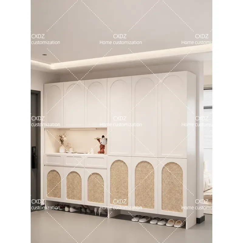 American rattan shoe cabinet storage cabinet integrated entrance door porch cabinet multi-layer large capacity large
