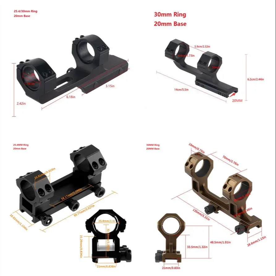 

Hunting Scope Ring Mounts 11/20mm Base Optics Scope Pipe Diameter 25.4/30mm Sight Mount Adapter
