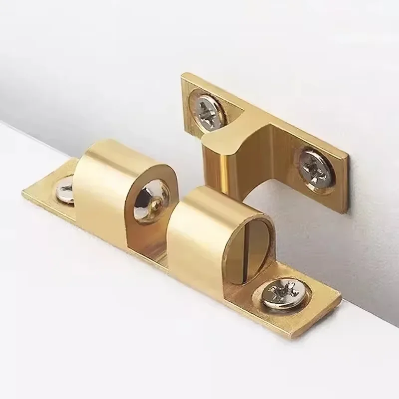 10/1PCS Double Ball Spring Latches Brass Door Latch Roller Lock Cabinet Closet Adjust Tension Latch Buckle Furniture 40/50/60mm