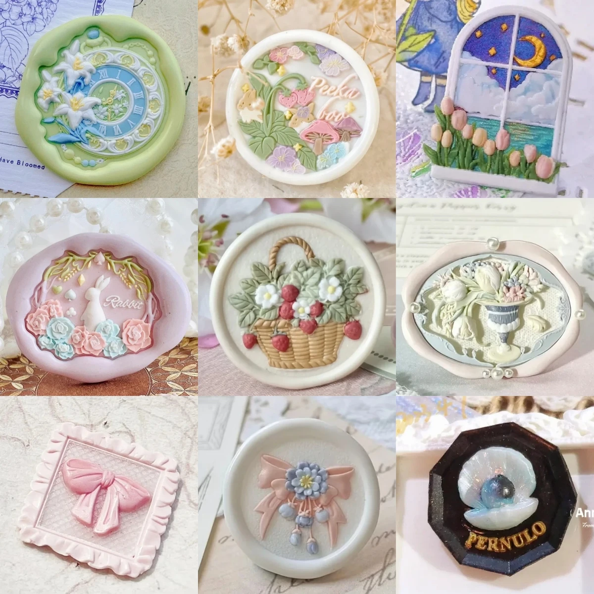 Diy Lily Pocket Watch Strawberry Basket Tulip Sky Castle Lotus Whale Seal Brass Fireproof Seal Head Envelope Invitation Seal