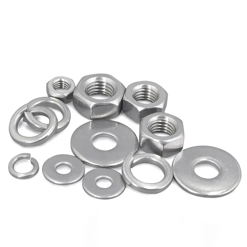 Hex Nut Flat And Spring Washer Set 304 Stainless Steel Combination M2 To M33