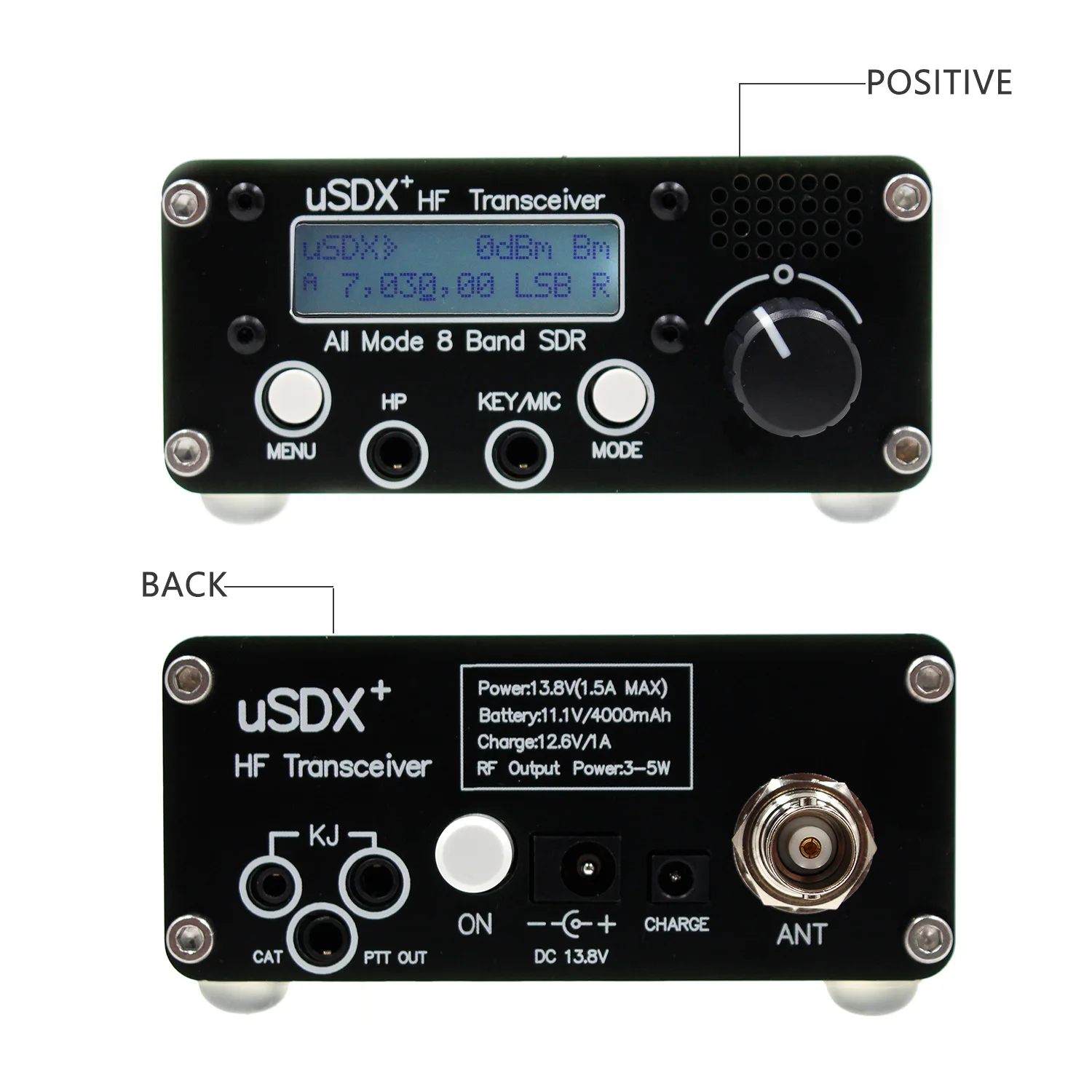 Upgrade USDR USDX+ Plus V2 10/15/17/20/30/40/60/80m 8-band Full Mode HF SSB QRP SDR Transceiver With 4000mAh Battery