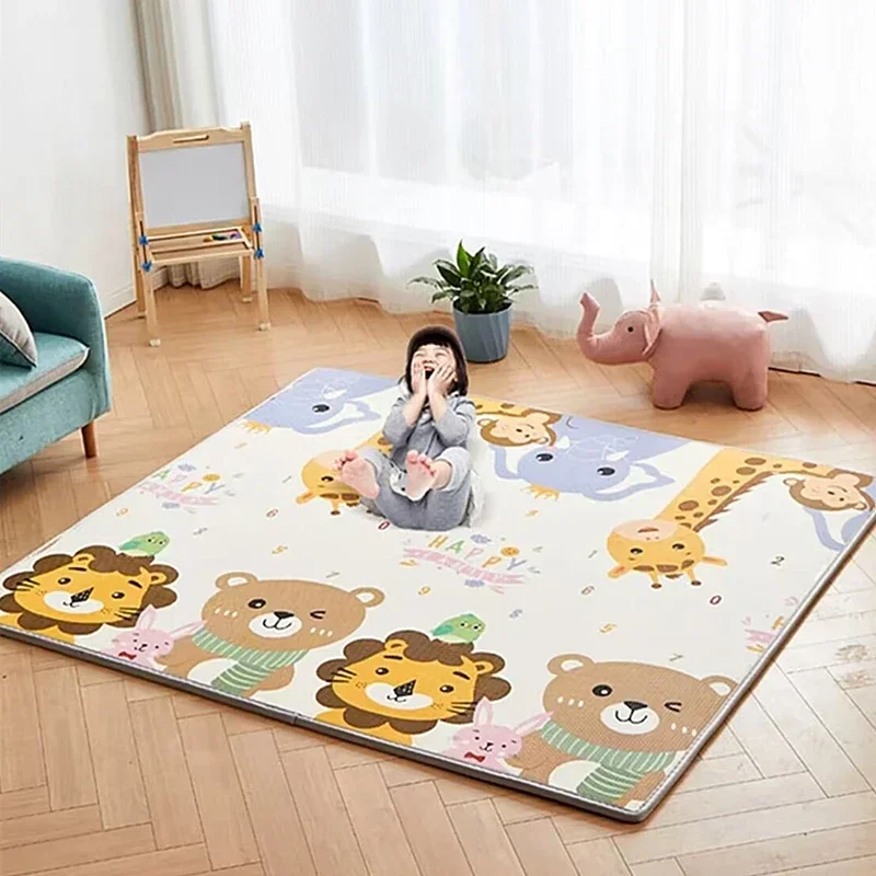 Thickening 200*180cm Baby Crawling Play Mats Cartoon Lion Giraffe Folding Mat Carpet Play Mat for Children\'s Safety Rugs Playmat