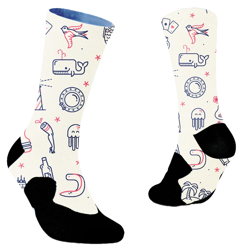 Rohr lustige glückliche Männer Socken Neuheit Skateboard Crew lässig verrückte Socken hochwertige gekämmte Baumwoll socken Lebensmittel muster lang