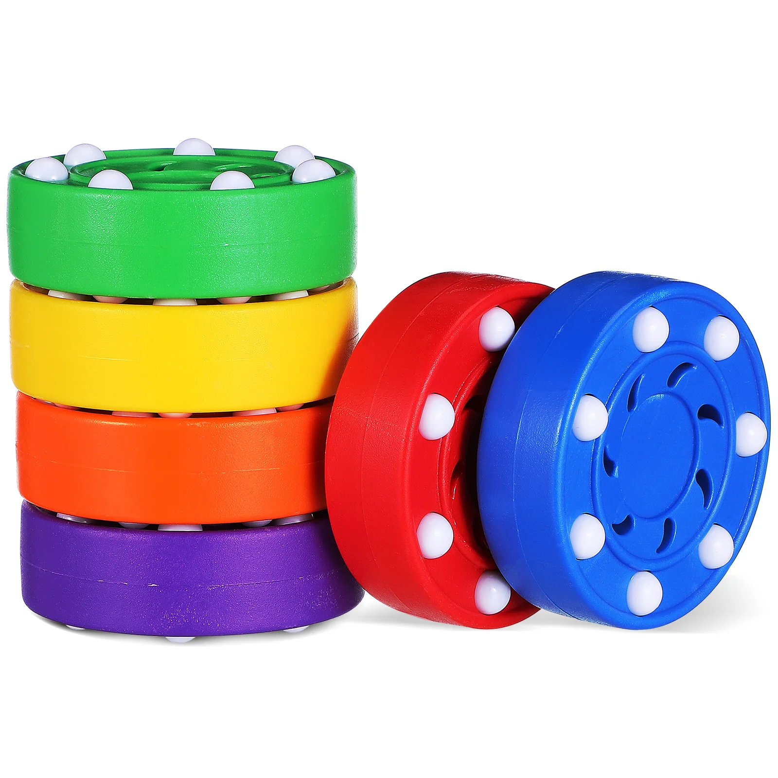 

6Pcs Roller Hockey Pucks High Visibility Training Ice Hockey Balls Stable Rolling Floor Gym Hockey Accessories Multi Surface Use
