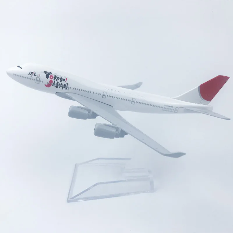 16CM 1/400 Scale Aircraft 747 Alloy Metal Airplane B747 Model Japan Airlines With Stand Plane Display Model Collectible Gift
