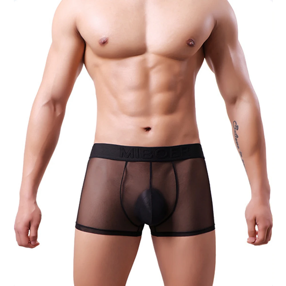 Sexy Men\'s See Through Underwear Low Waist Trunks 5 Spandex 95 Polyester Brand New Condition Classic Style Lightweight Fabric