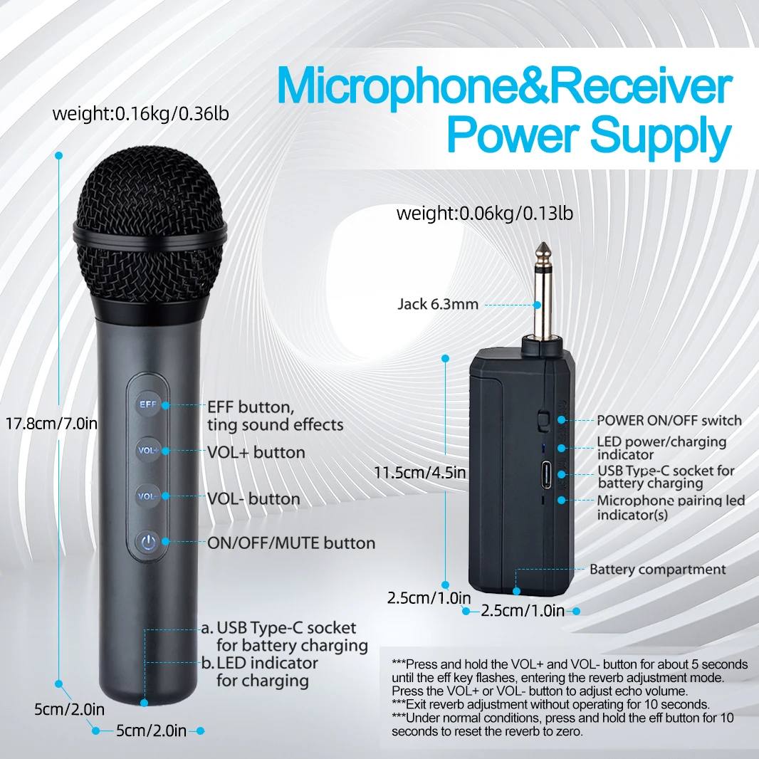 Heikuding 2.4G Cordless Handheld Karaoke Microphone  Universal Wireless Microphone with Rechargeable Battery  Singing MIC