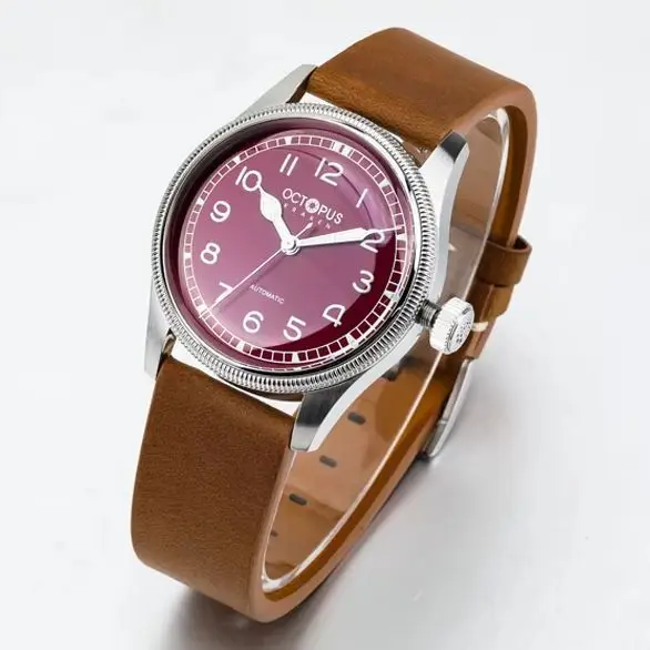 Octopus Men Automatic Watch Pilot 38mm Mechanical Wristwatch 10Bar Waterproof C3 Luminous Coin Bezel PT5000 SW200