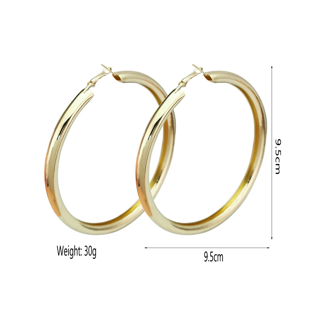 95mm Round Chunky Metal Hoop Earrings For Women 2022 New Statement  Alloy Big Earring Fashion Trend Jewelry Brincos MANILAI