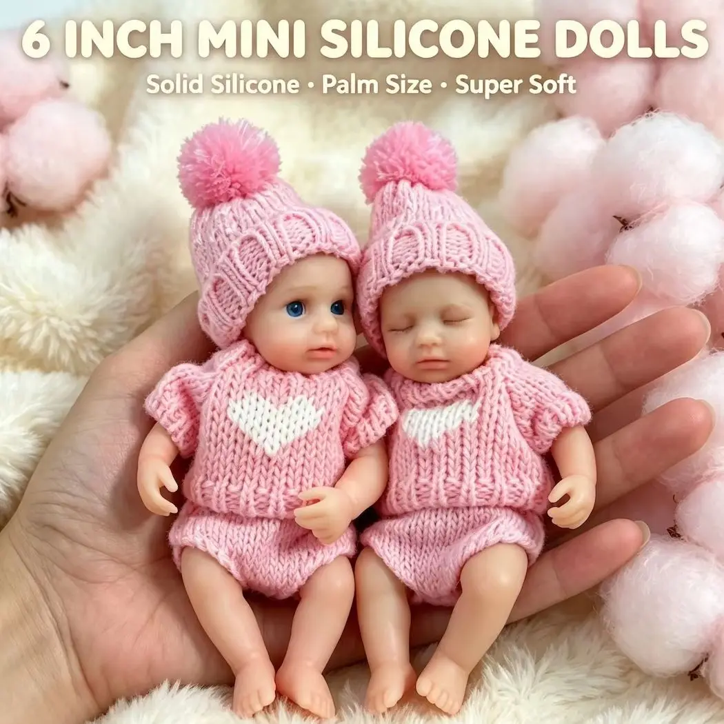 1Pc 6 Inch Reborn Doll LouLou Full Solid Silicone Flexible Elastic Super Soft Cute Squishy Silicone Lifelike Reborn Bebe