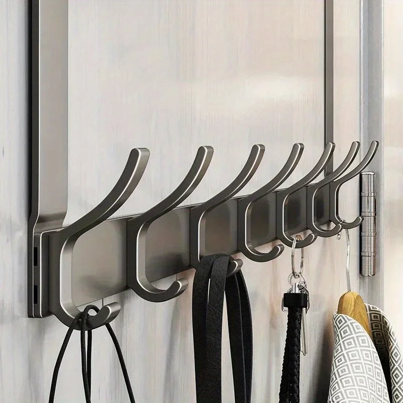 1pc,  Over The Door  Organizer Rack Clothes Coat Hat Towel Hanger Bathroom Accessories Holder Door Hang Quick Installation