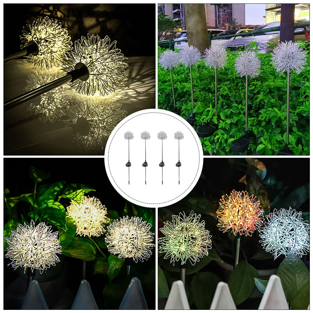 4 قطعة شكل الهندباء أضواء الحديقة الشمسية في الهواء الطلق Led مصباح أرضي إضاءة المناظر الطبيعية للماء لساحة مسار الحديقة