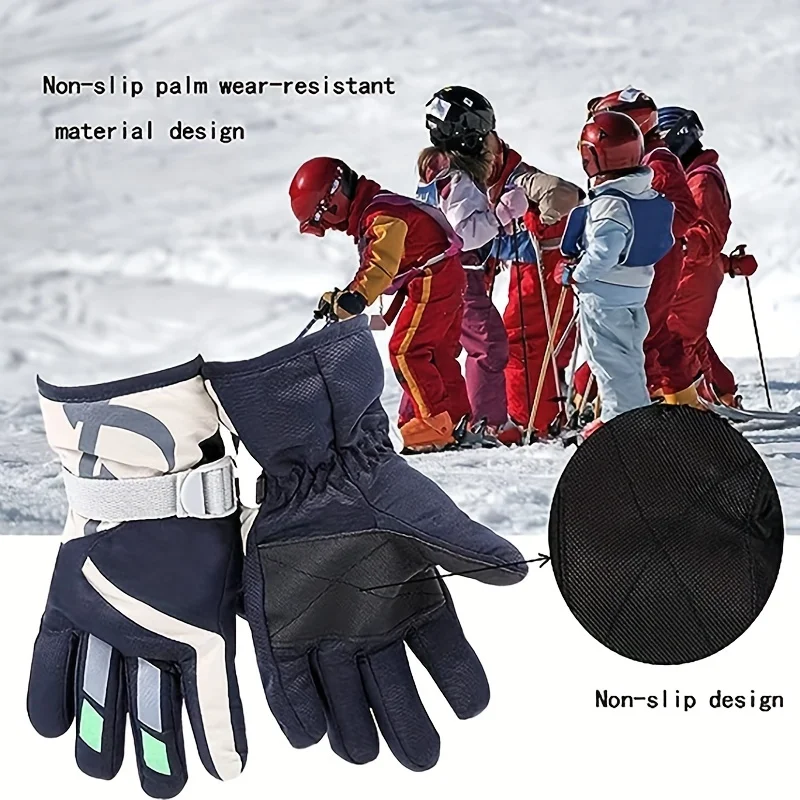 Thickened Windproof Kids Winter Gloves 1Pair Warm Hand Mitts For Boys Girls Ski Snow Outdoor Cold Season Activities
