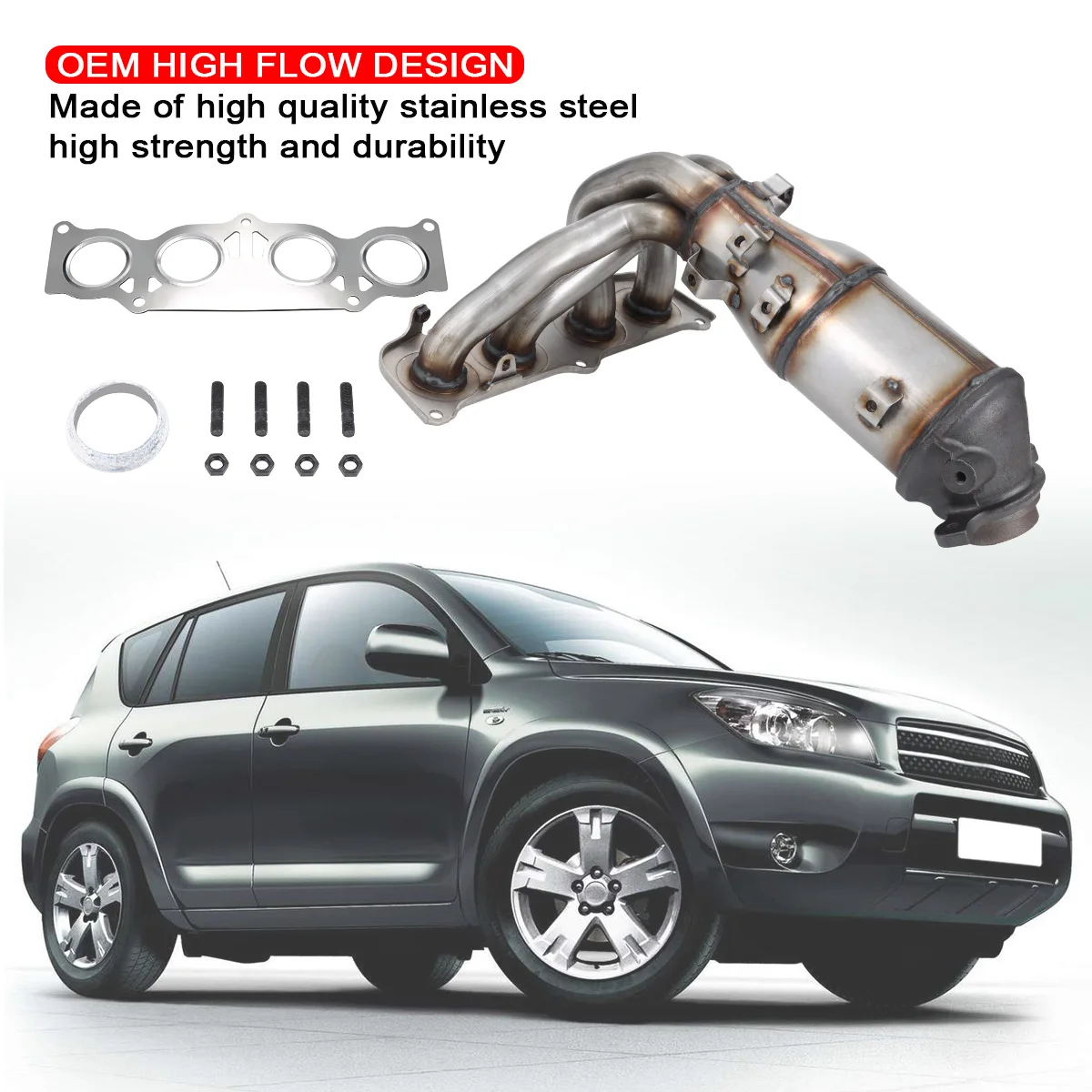 Car Exhaust Catalytic Converter w/Mounting Brackets For Toyota  RAV4 2006 2007 2008 For Scion xB 2008-2014