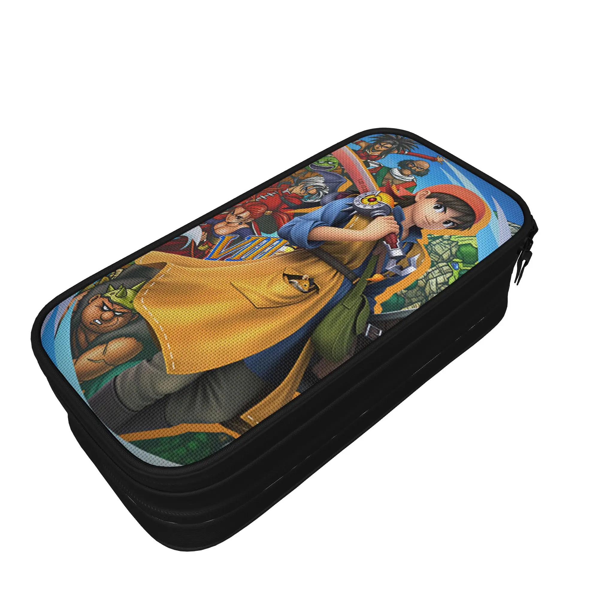 Dragon Quest Slime  Pencil Case  Double Layer Pencil Pouch Girls Boys Retro Big School Pencil Cases Stationery